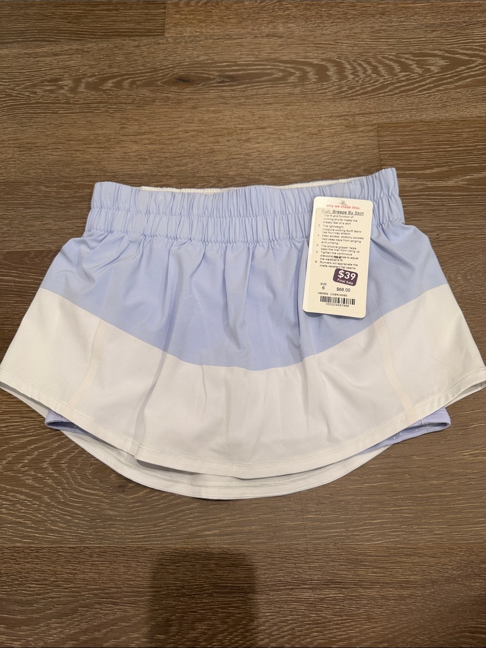 Lululemon Run Breeze By Skirt Size 6 NWT Light Blue White Rare